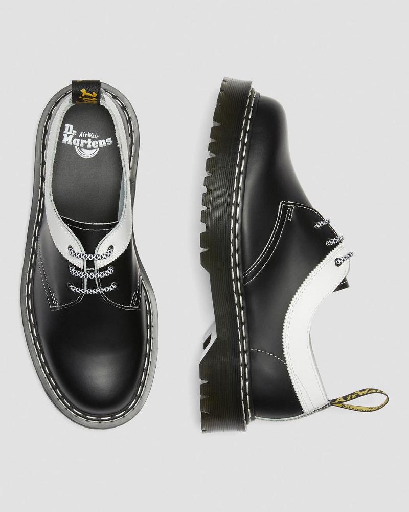 Black / White Men's Dr Martens 1461 Bex Smooth Contrast Leather Oxfords Shoes | CA 584QMA